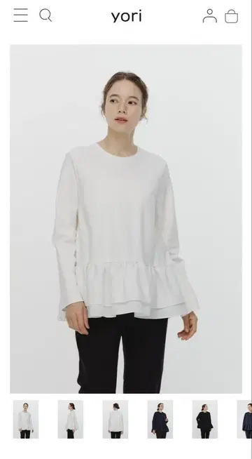 yori 새상품급 누쿠누쿠 헴 더블 플레어 블라우스 36