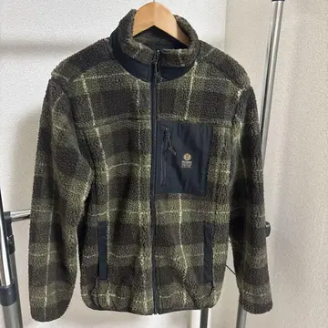 Deus ex Machina 올리브 그린 체크 무늬 플리스 자켓