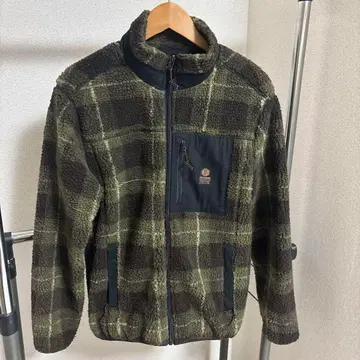 Deus ex Machina 올리브 그린 체크 무늬 플리스 자켓