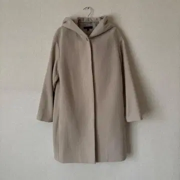 used UNIQLO 베이지 후드 부착 롱 코트