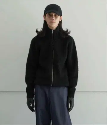 kaiko shaggy zip cardigan black size1