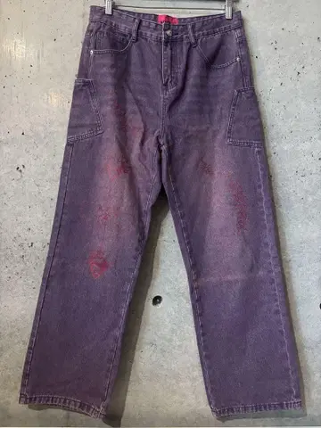 코비나이 퍼플 데님 팬츠 y2k 그런지 보라색