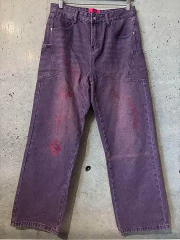 코비나이 퍼플 데님 팬츠 y2k 그런지 보라색