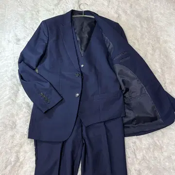 남성용 수트 쓰리피스 네이비