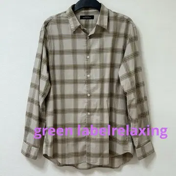 green labelrelaxing 체크 무늬 긴팔 셔츠 오버 사이즈