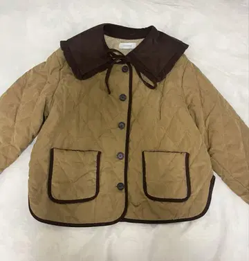 브라운 퀼팅 자켓 카라 탈부착 가능
