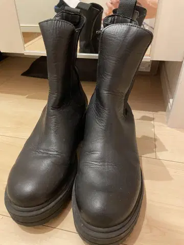 블랙 사이드 고어 부츠 가죽