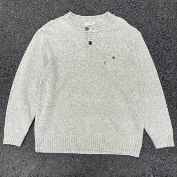 해시 퍼피 그레이 버튼 헨리넥 니트 스웨터 오버사이즈