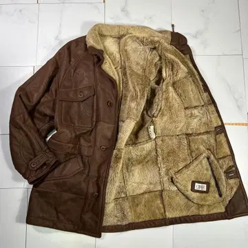 빈티지 크리스 가죽 자켓 가죽 무스탕 보아 브라운