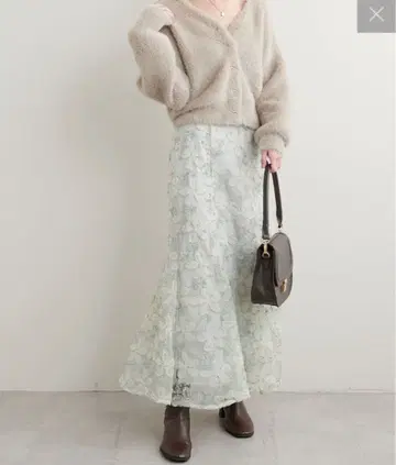 natural couture 길이 조절 가능한 3D 플라워 레이스 스커트