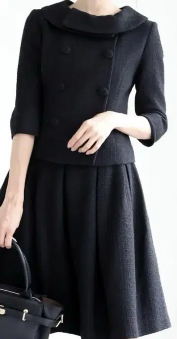 Dress Lab 롤 칼라 트위드 자켓 & 플레어 스커트 M