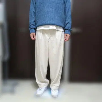 BEAMS 베이지 와이드 팬츠