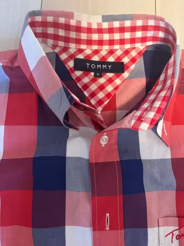 TOMMY 반팔 체크 셔츠 L 사이즈