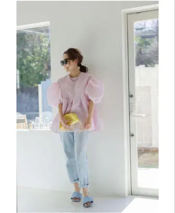 Bluelea 실키 자카드 상의 핑크