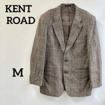 KENT ROAD 체크 무늬 테일러드 자켓 울 캐시미어 혼방 90A4