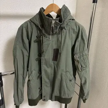 ALPHA INDUSTRIES 후드 부착 밀리터리 자켓 L 알파