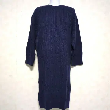 LACOSTE 캐시미어 혼방 네이비 케이블 짜임 니트 원피스