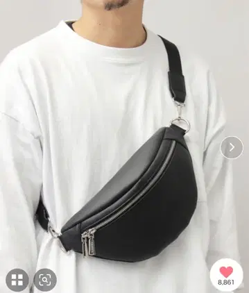 REGISTA 스플릿 레더 (소가죽) 웨스트 파우치 블랙