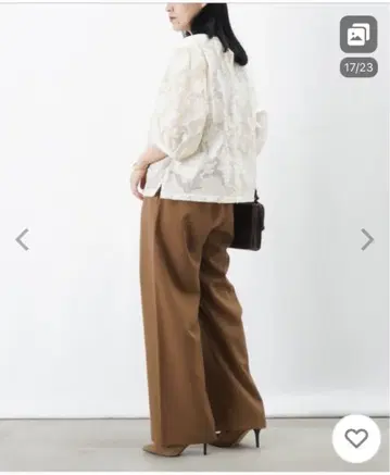 레이디 럭 루카 브라운 와이드 팬츠 허리밴딩
