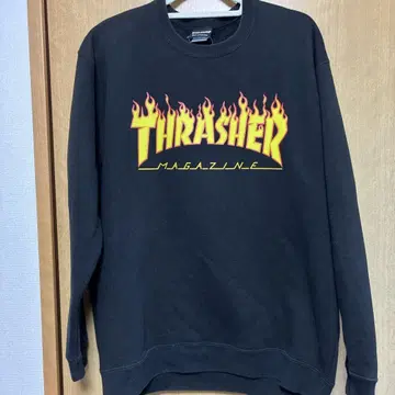 THRASHER 프레임 로고 맨투맨 XL 블랙