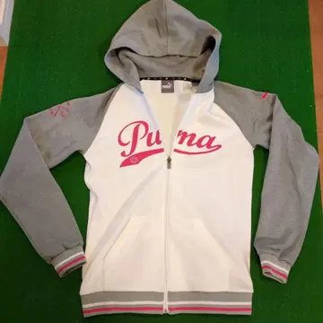 Puma 풀 집업 후드티 L 사이즈 화이트/그레이