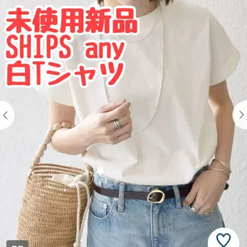 SHIPS any USA 코튼 프렌치 슬리브 TEE 화이트 T셔츠