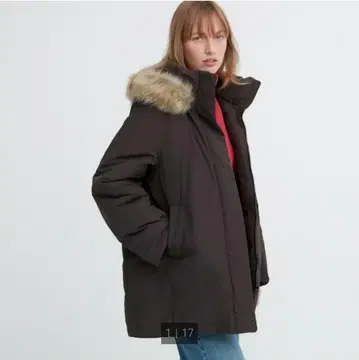 유니클로 하이브리드 다운 코트 L 다크 브라운