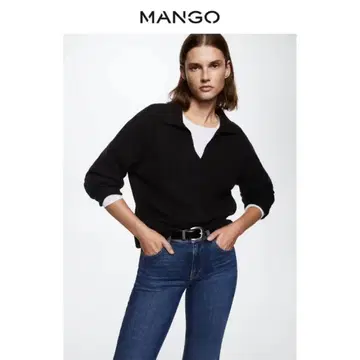 MANGO 블랙 폴로 넥 니트