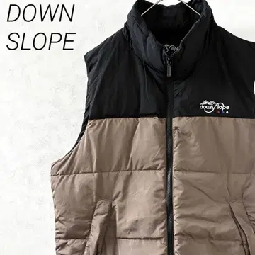 DOWN SLOPE 다운 베스트 하이넥 바이컬러 로고 자수 빅