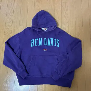 BEN DAVIS 보라색 후드 부착 맨투맨 트레이너