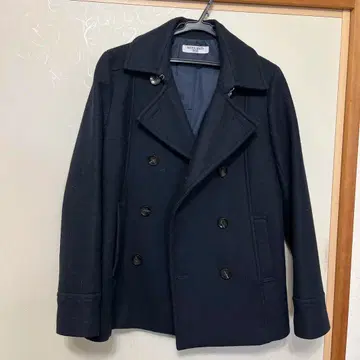 네이비 울 피 코트 더블 브레스트