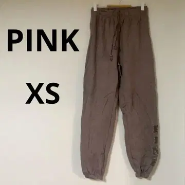 PINK [ XS ] 캐주얼 팬츠 브라운 맨투맨 밴딩 끈 양포켓