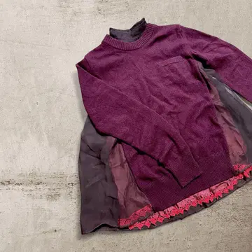sacai 니트 긴팔 레이스 밑단 포함