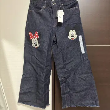 미사용 택 포함 익명 GU Disney 데님 청바지 네이비 풀렝스