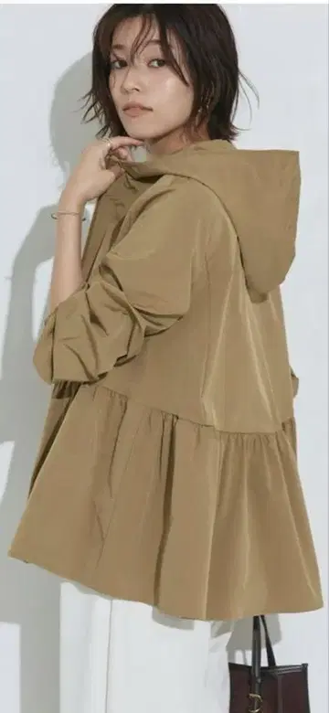 Pierrot 헴 플레어 후디 블루종 L 베이지