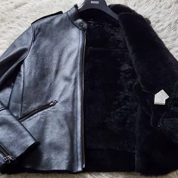 컨디션 최상 L 사이즈 MALE&Co 라이더 자켓 무스탕 양가죽 실버