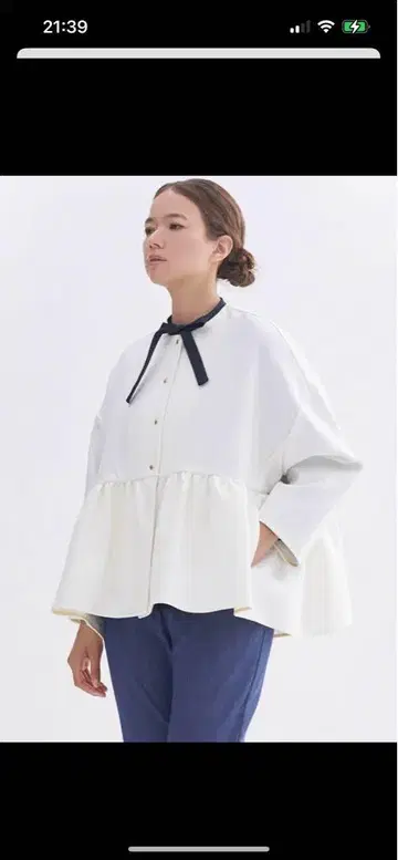 yori 더블 크로스 와이드 자켓 화이트