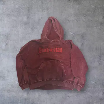 빨간색 후드 부착 후드티 such a stan