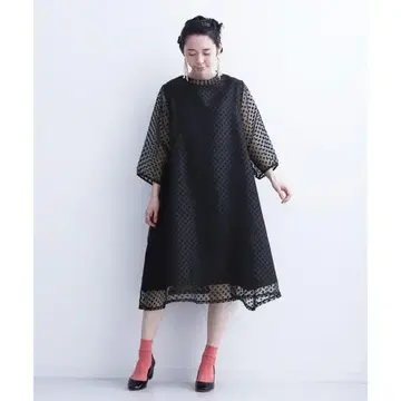 merlot plus 시스루 도트 원피스