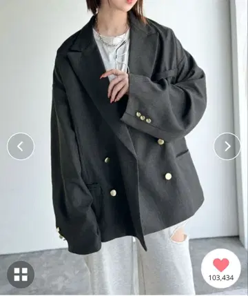 사이드 슬릿 오버 사이즈 더블 자켓