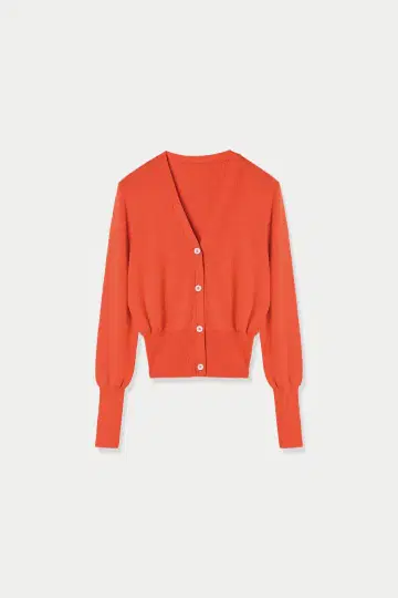 [ louren ] Vneck 니트 컴팩트 가디건 오렌지