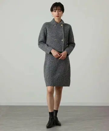 ANAYI 슈퍼 지론 카라 부착 가디건 스커트 2세트 38