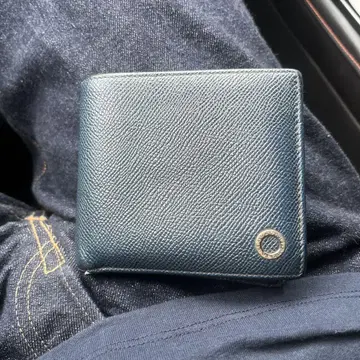 다크 블루 가죽 이단 접이식 지갑