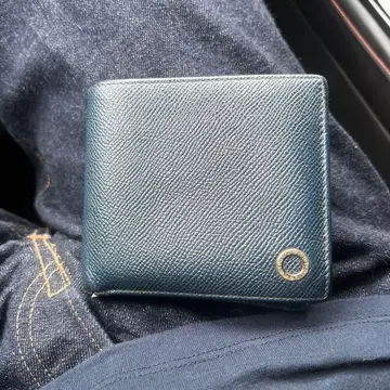 다크 블루 가죽 이단 접이식 지갑