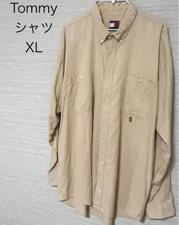 Tommy XL 셔츠 베이지 로고 자수