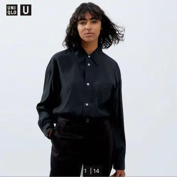 [ UNIQLO U ] 2023AW 드레이프 셔츠 ( 긴팔 ) 블랙 XL