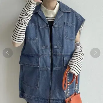차이나 버튼 데님 베스트 wcloset 더블 클로젯