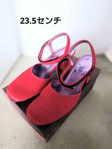ANNA SUI 레드 하이힐 스트랩 23.5cm