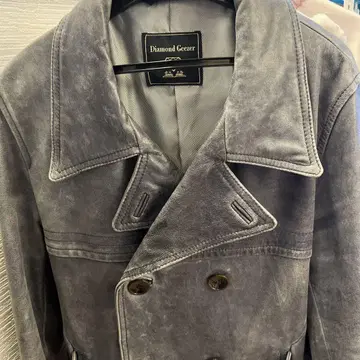 Diamond Geezer 블루 천연 가죽 P 코트