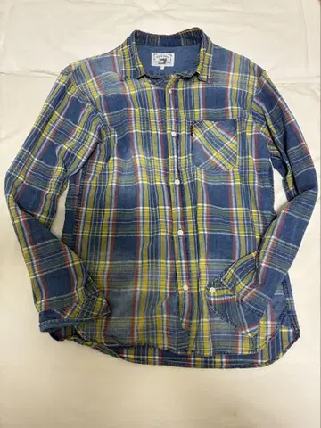 DUFFER INDIGO 체크 무늬 긴팔 셔츠